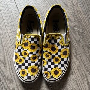 Vans Customs Sunflower Checkered Slip-On Sneakers